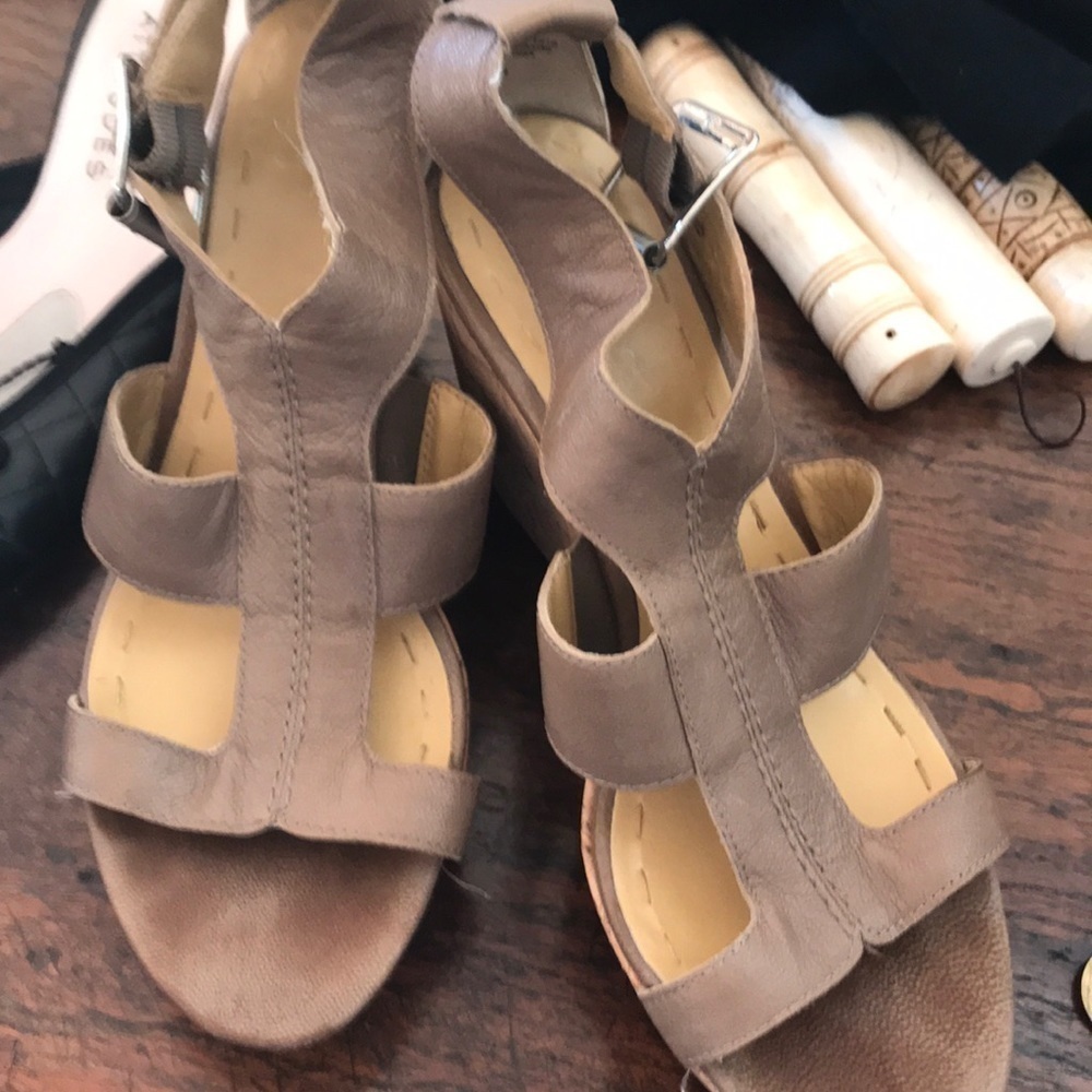 Nine West cork platforms with leather uppers